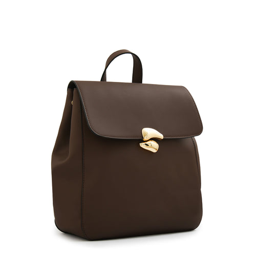 Mochila con tapa lizet mediana café oscuro