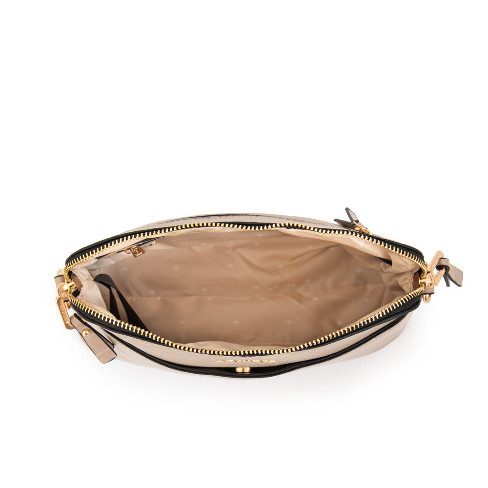 Cartera bandolera genova pequeña beige
