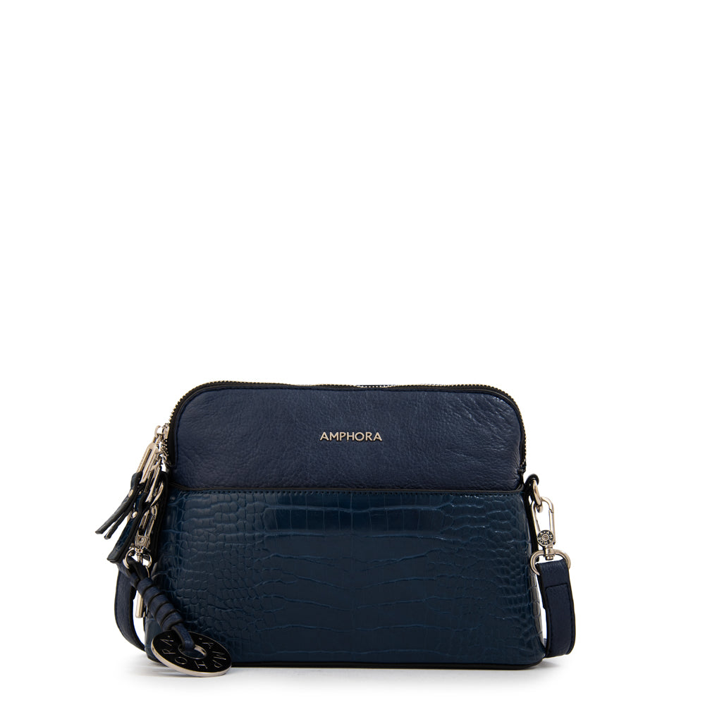 Cartera bandolera genova pequeña azul oscuro