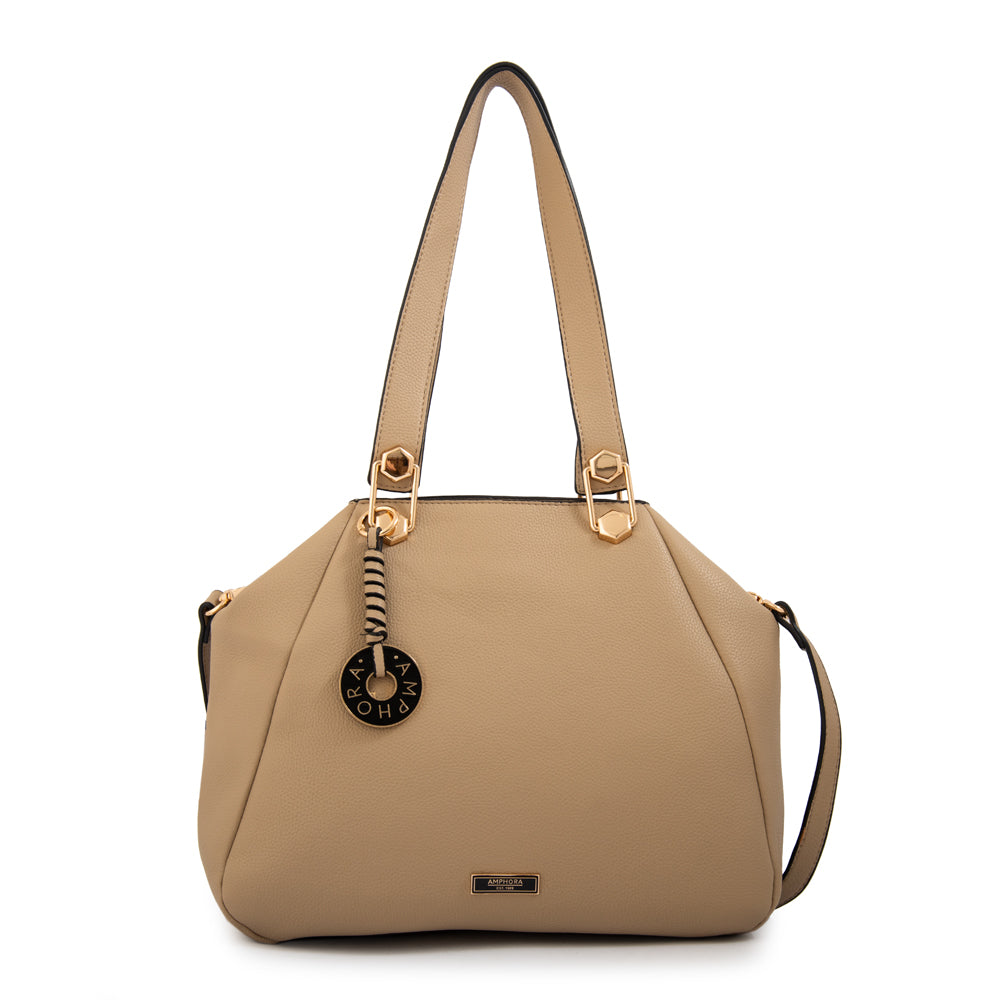 Cartera tote tres divisiones grande silvana beige oscuro