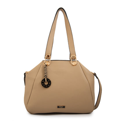 Cartera tote tres divisiones grande silvana beige oscuro