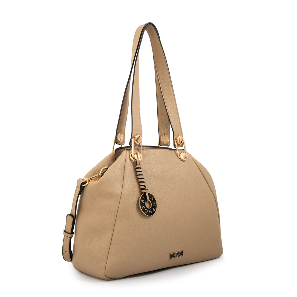 Cartera tote tres divisiones grande silvana beige oscuro