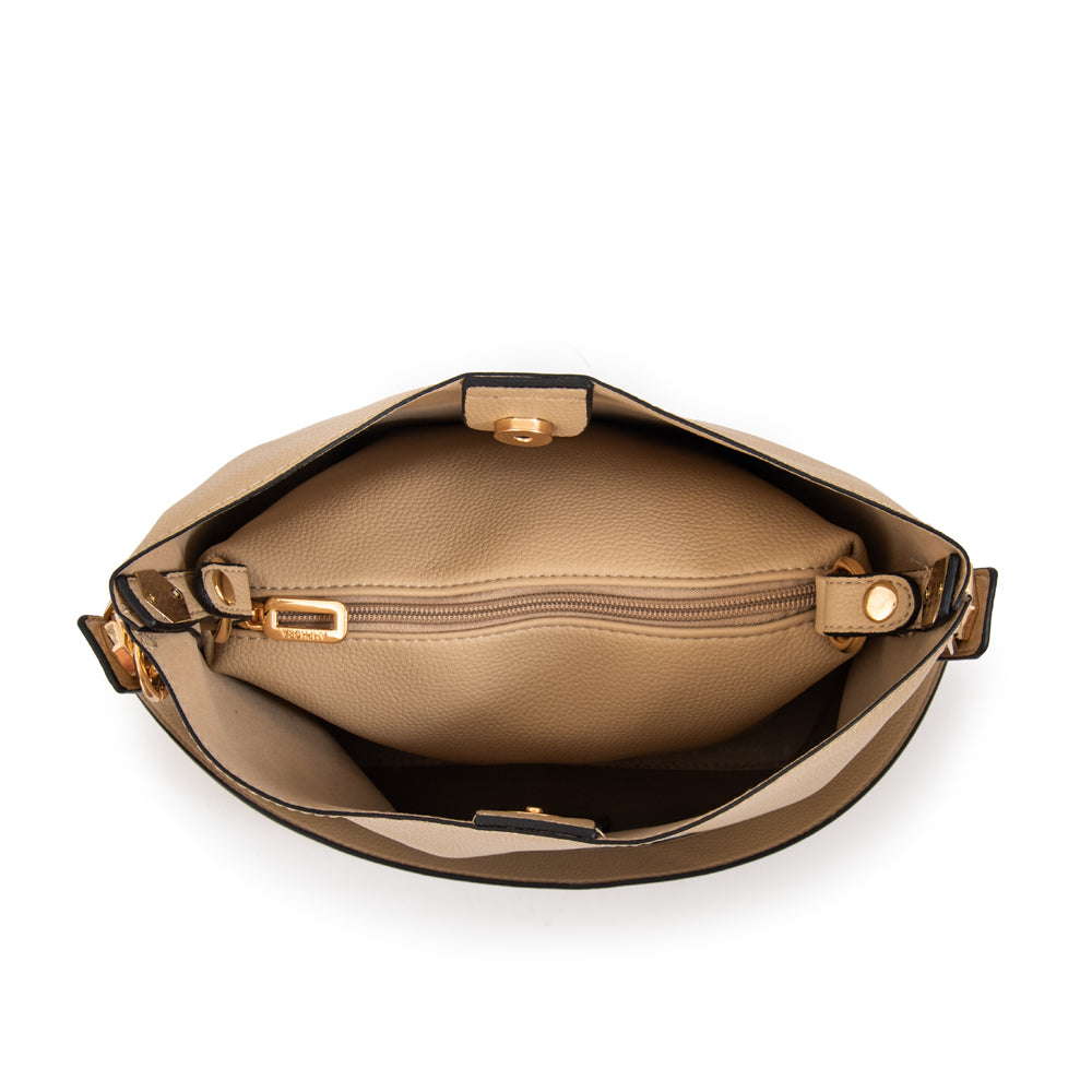 Cartera Bandolera mediana silvana beige oscuro