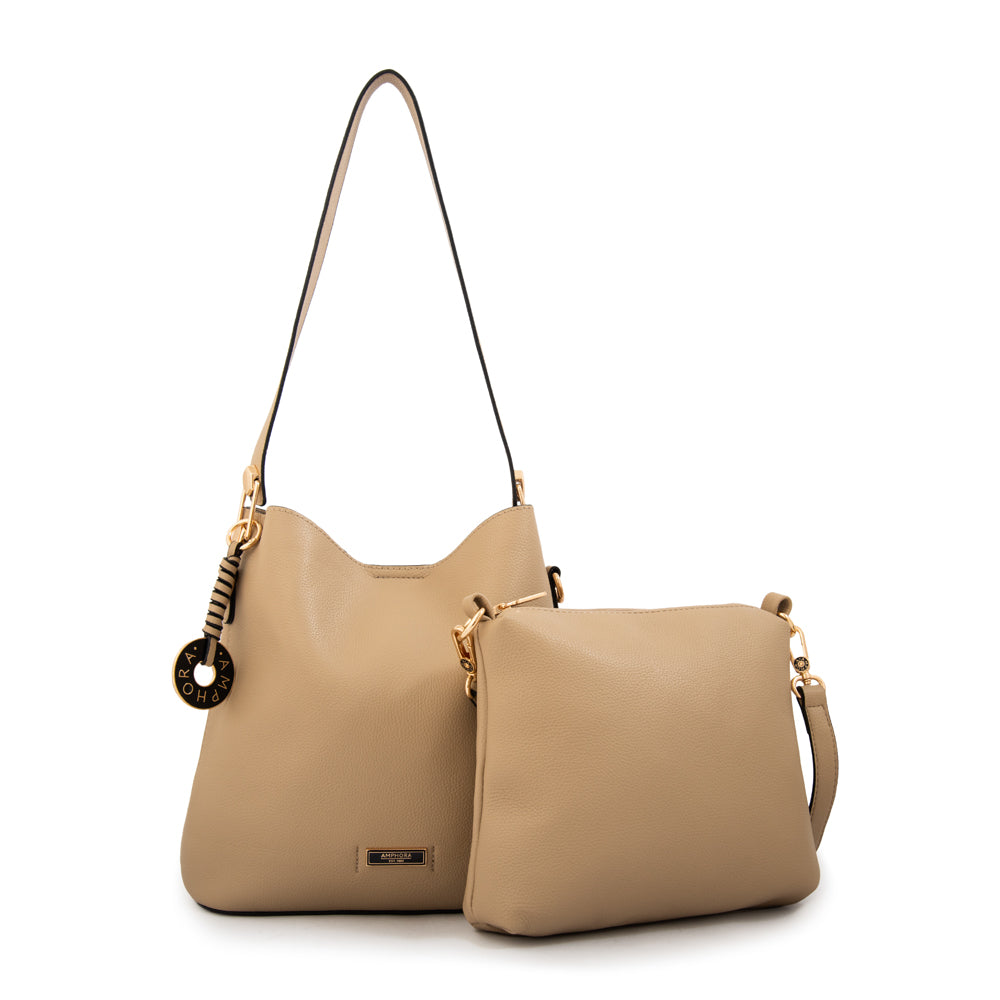 Cartera Bandolera mediana silvana beige oscuro
