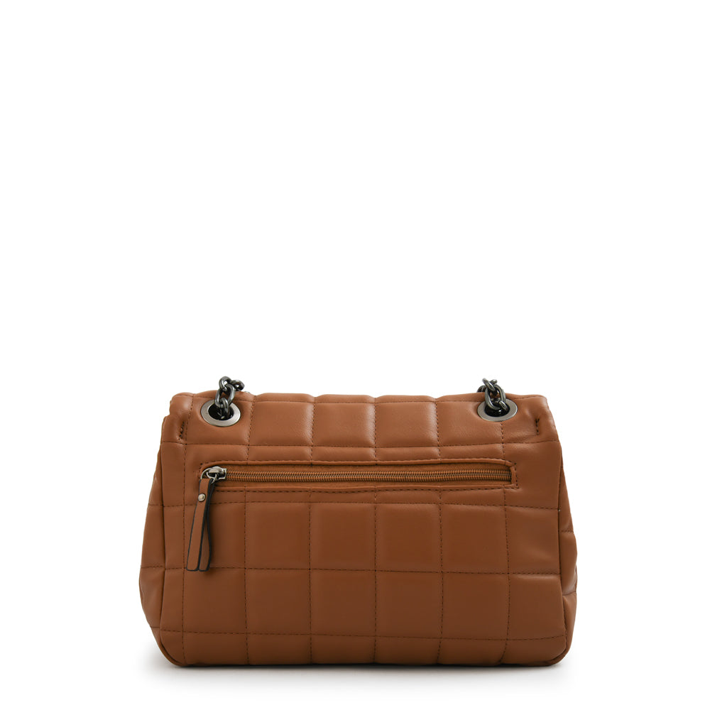 Cartera bandolera con tapa mediana grecia café