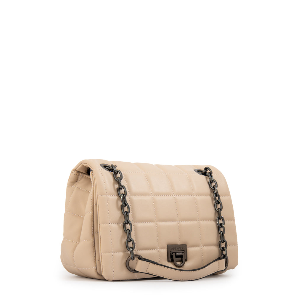 Cartera bandolera con tapa grecia mediana blanco crudo