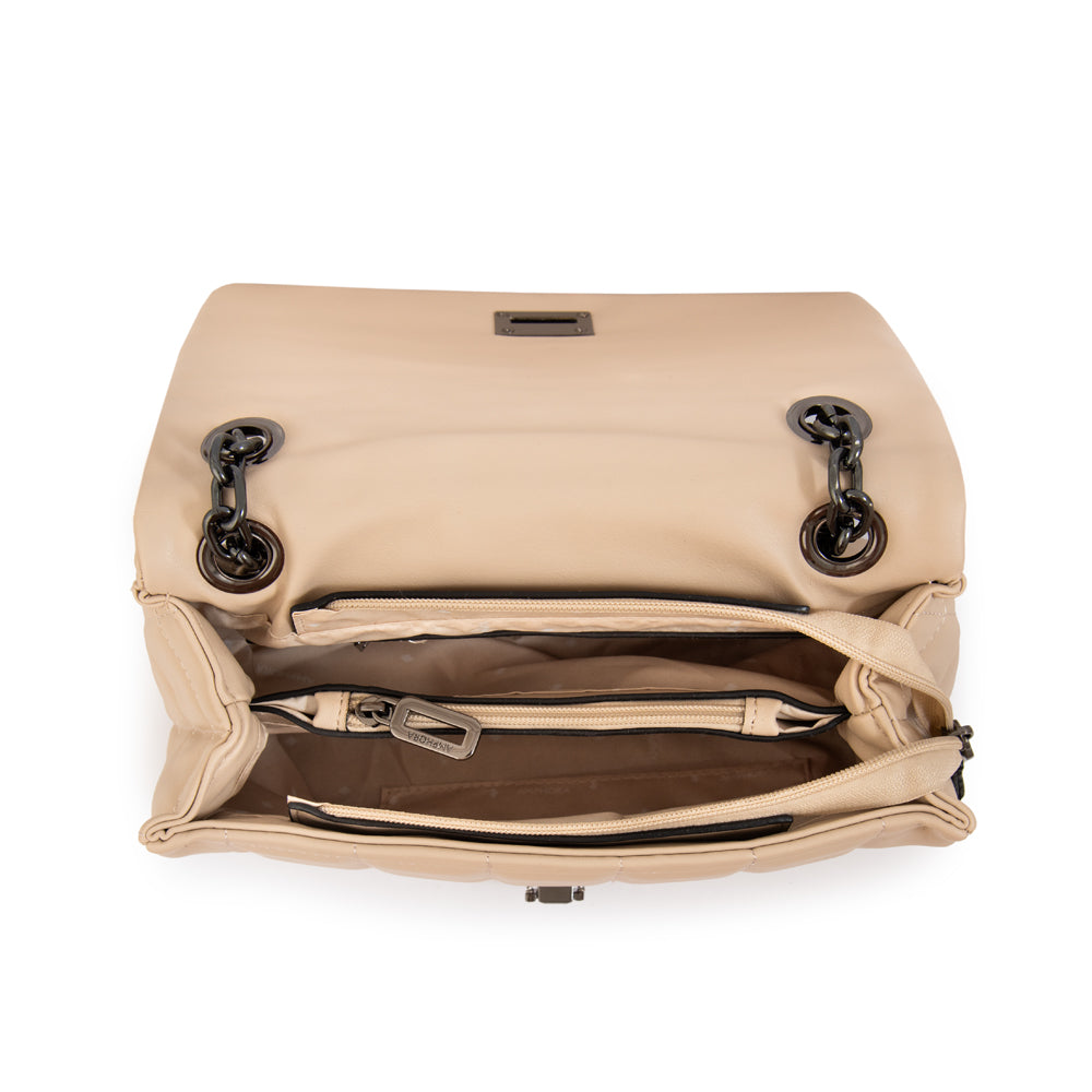 Cartera bandolera con tapa grecia mediana blanco crudo