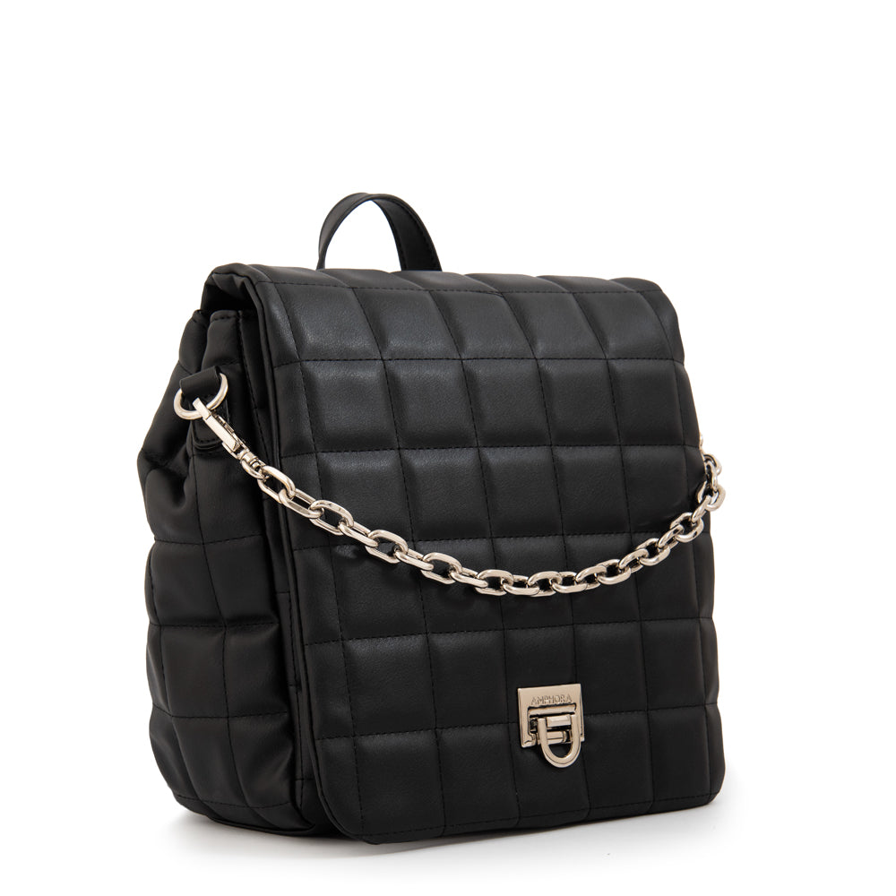 Mochila con tapa grecia pequeña negro