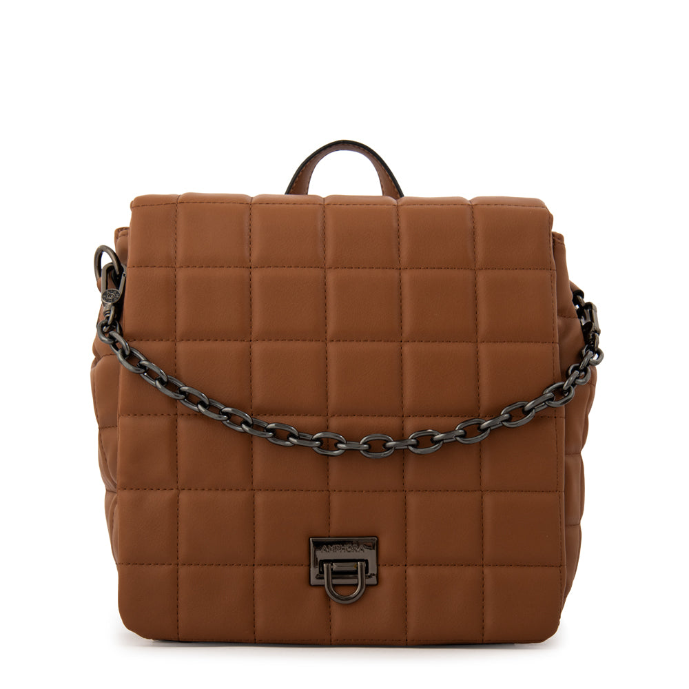 Mochila con tapa grecia pequeña café