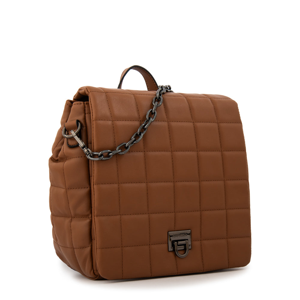 Mochila con tapa grecia pequeña café