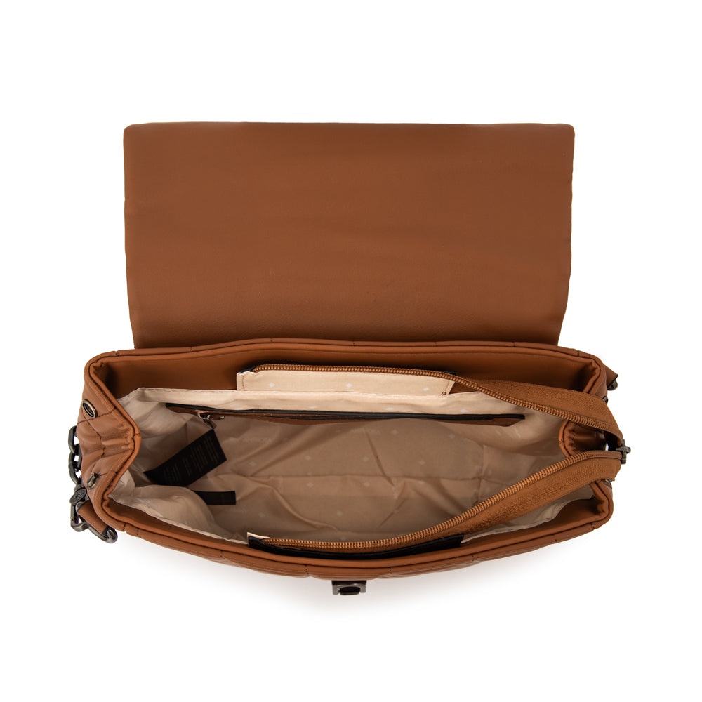 Mochila con tapa grecia pequeña café