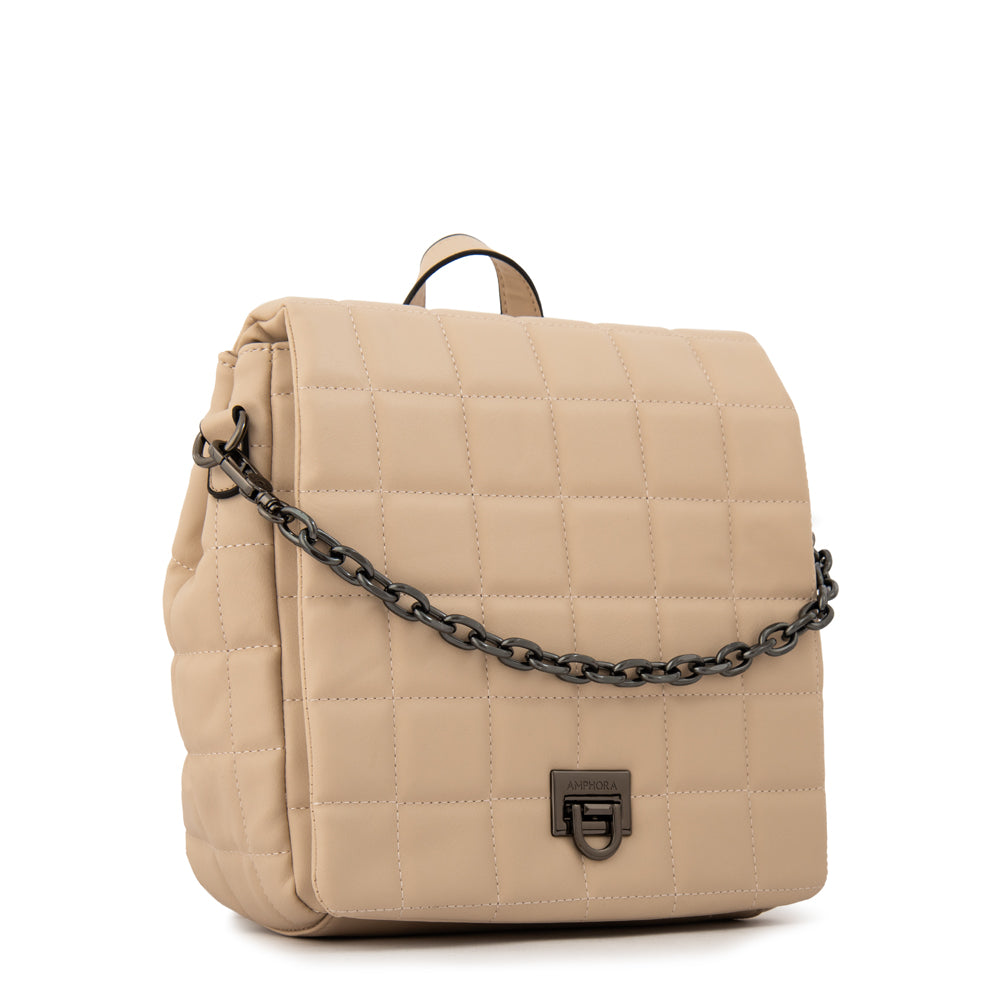 Mochila con tapa grecia pequeña blanco crudo