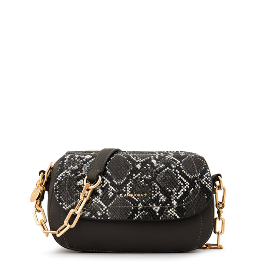 Cartera Bandolera con tapa pequeña greta gris oscuro