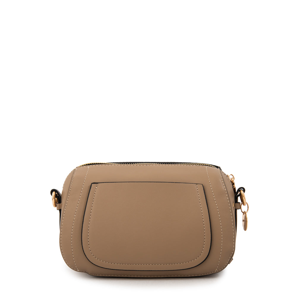 Cartera bandolera con tapa greta pequeña beige