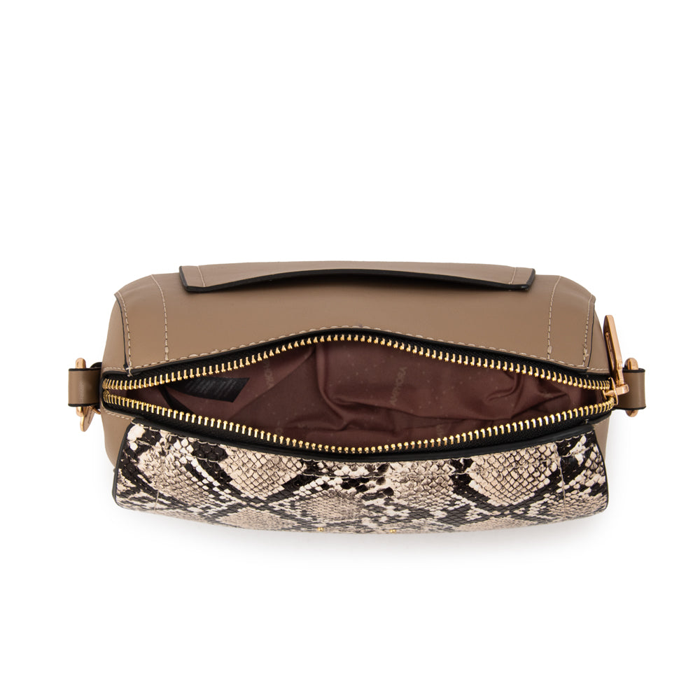 Cartera bandolera con tapa greta pequeña beige