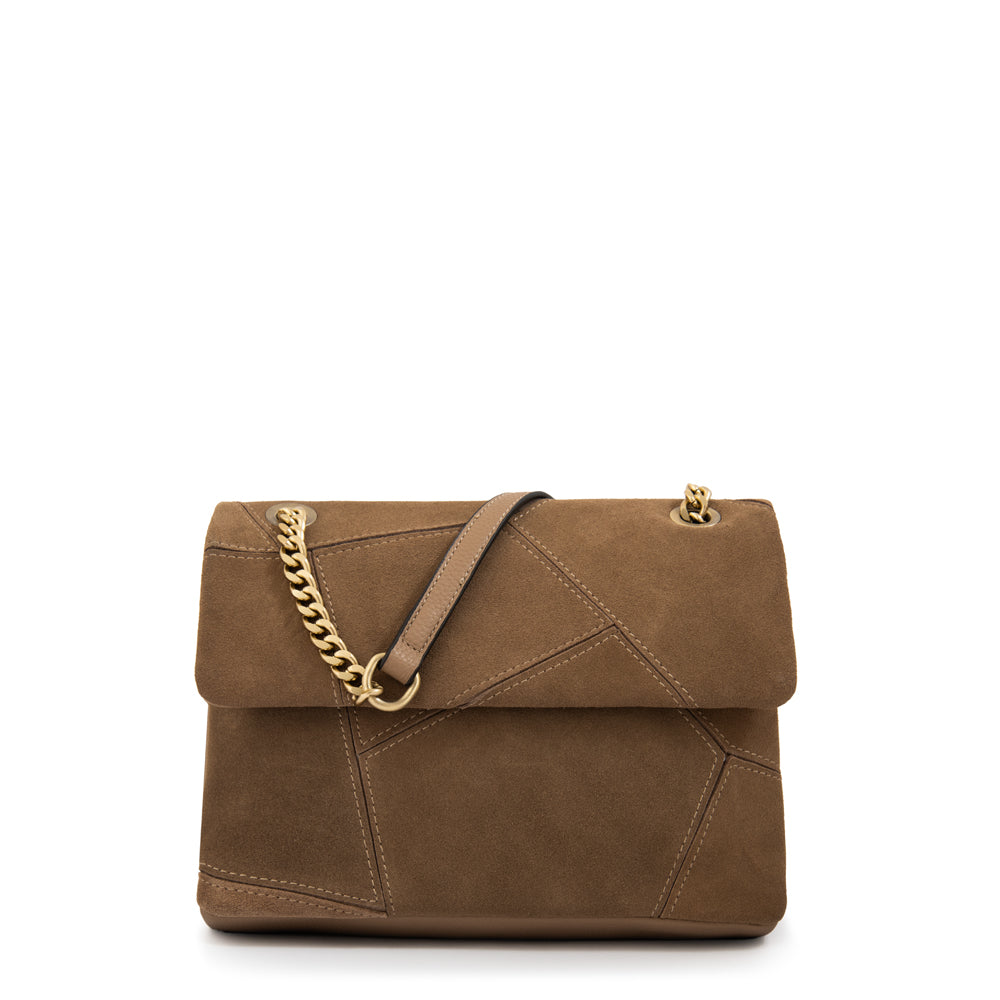 Cartera bandolera con tapa pequeña joan taupe