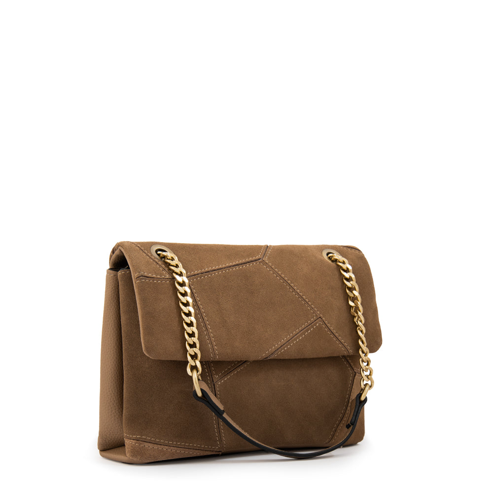 Cartera bandolera con tapa pequeña joan taupe