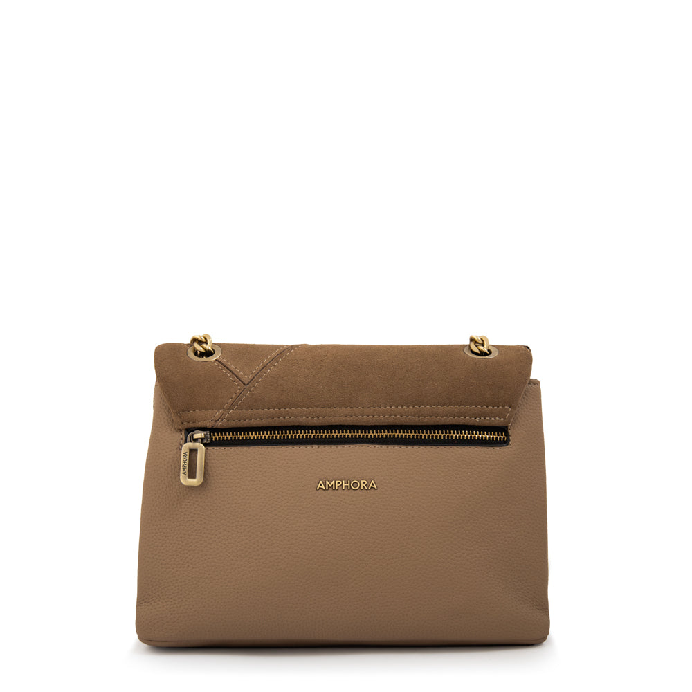 Cartera bandolera con tapa pequeña joan taupe