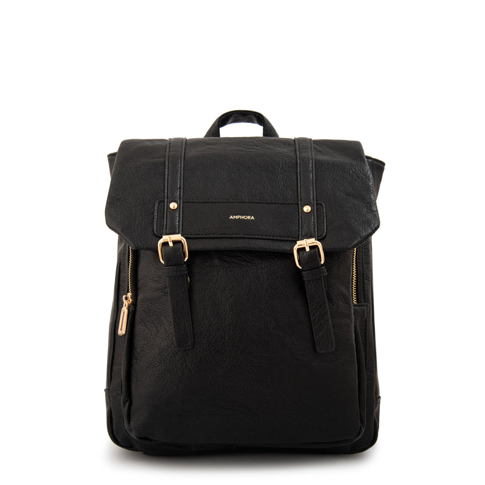 Mochila con tapa mediana claudette negro