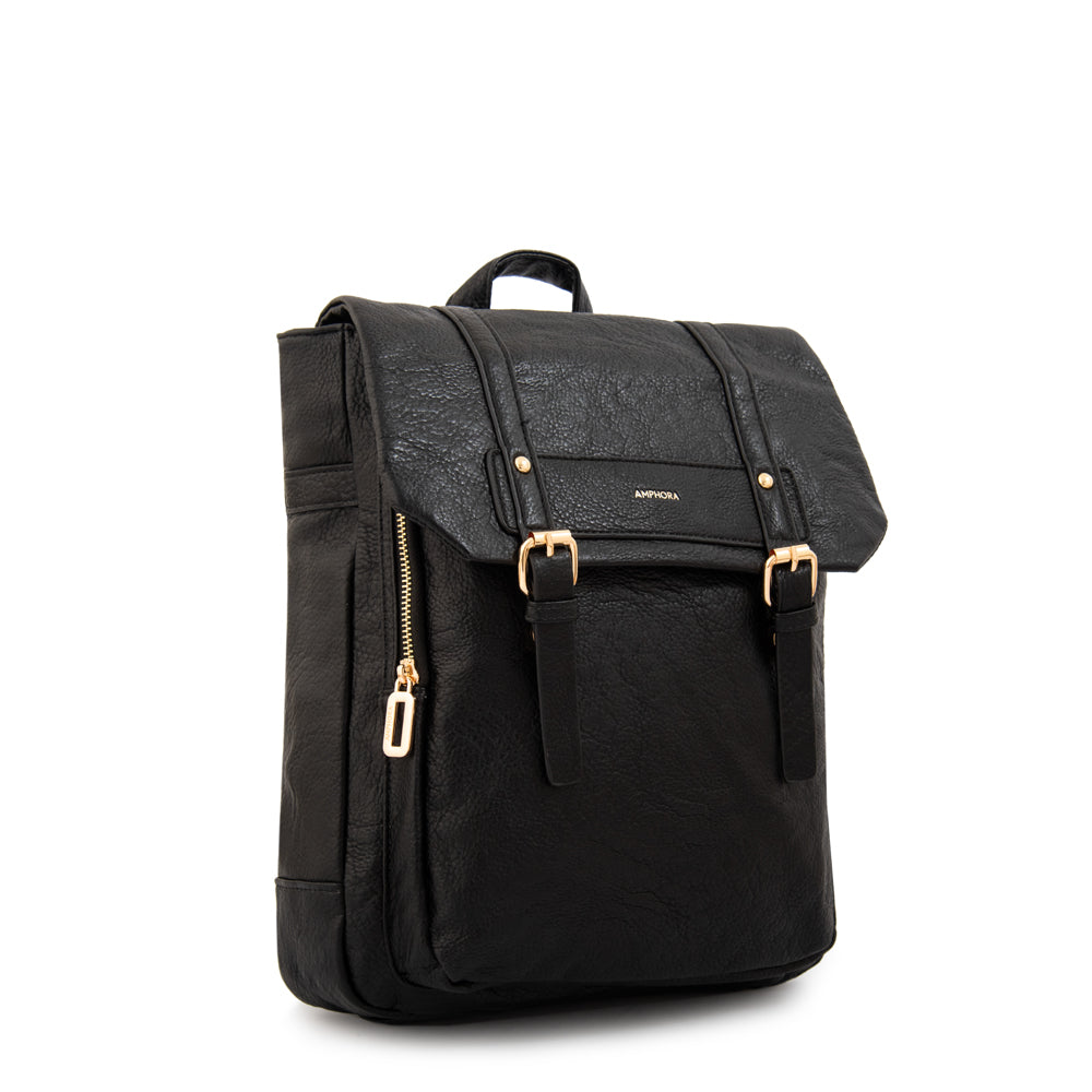 Mochila con tapa claudette mediana negro