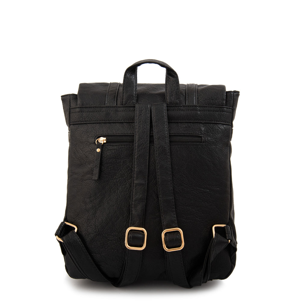 Mochila con tapa mediana claudette negro