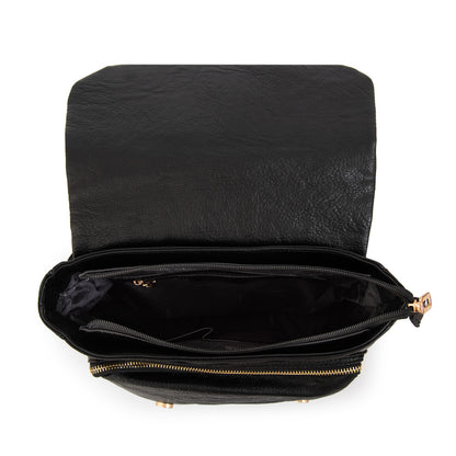 Mochila con tapa mediana claudette negro