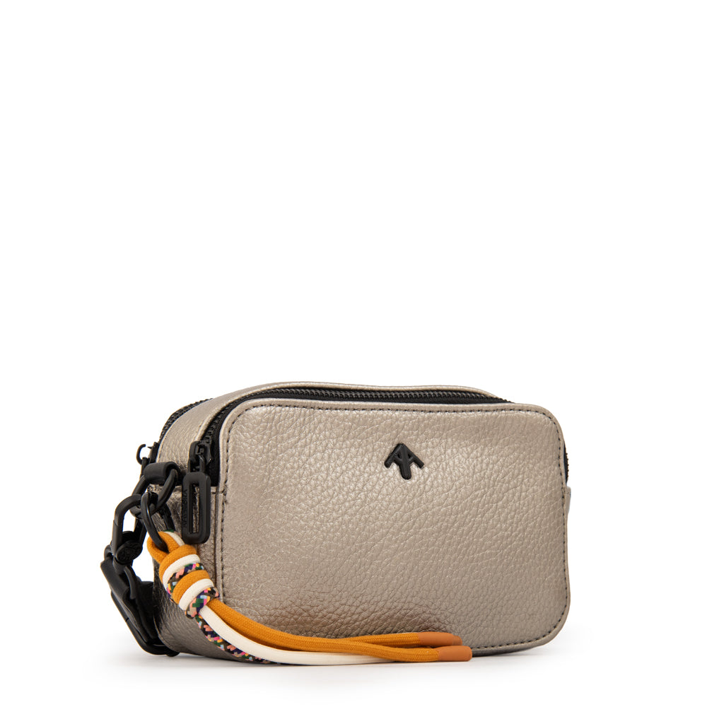 Cartera bandolera tina pequeña plateado oscuro