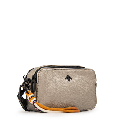 Cartera Bandolera tina pequeña plateado oscuro