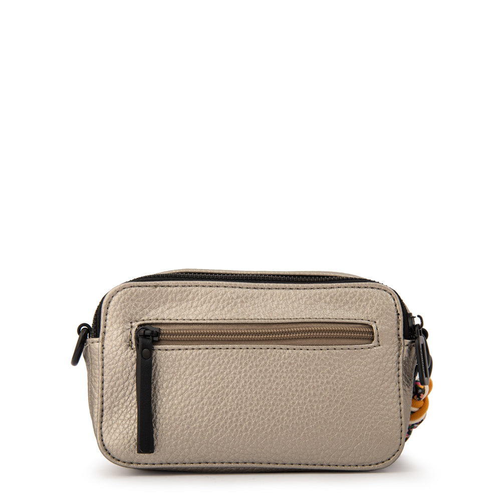 Cartera bandolera tina pequeña plateado oscuro