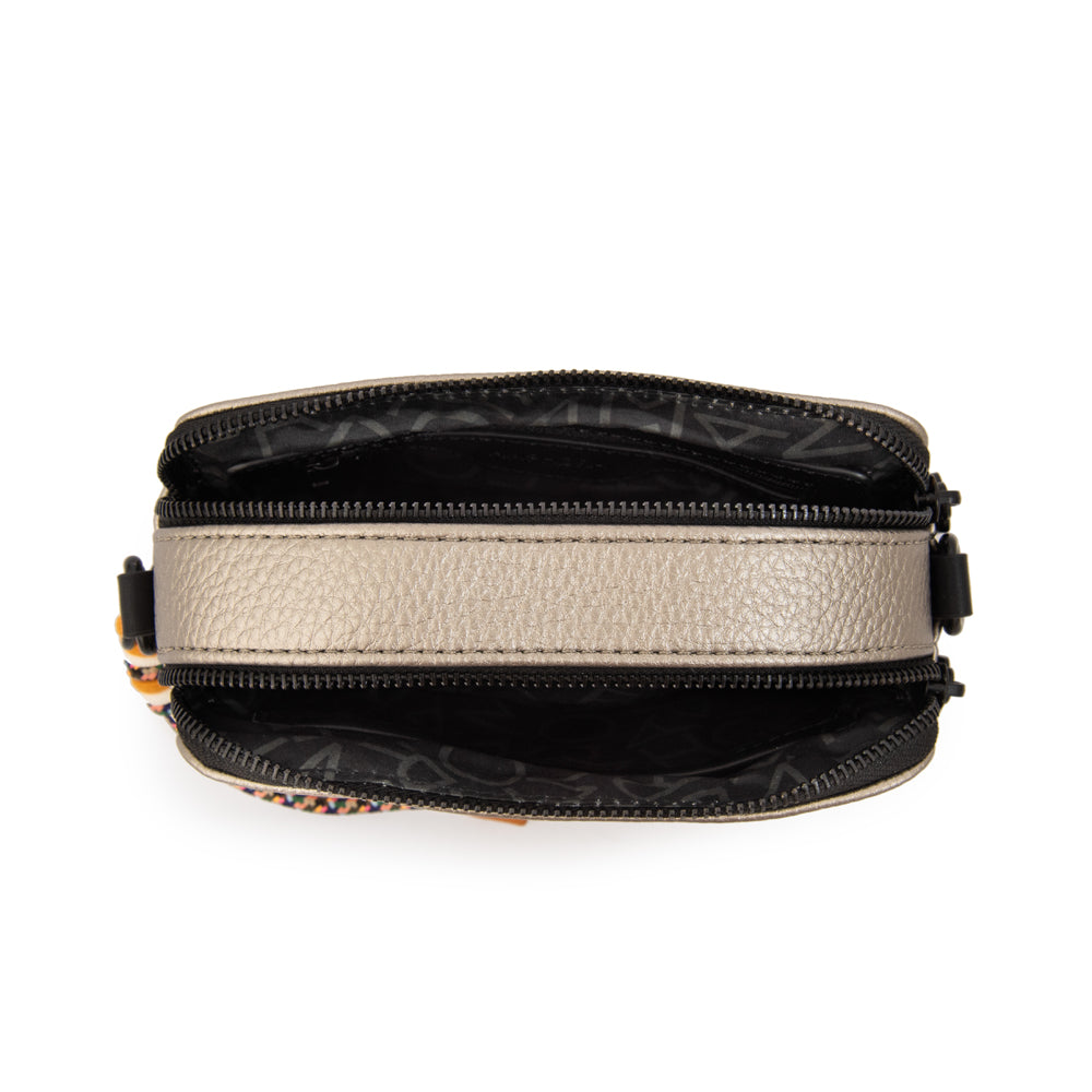 Cartera bandolera tina pequeña plateado oscuro