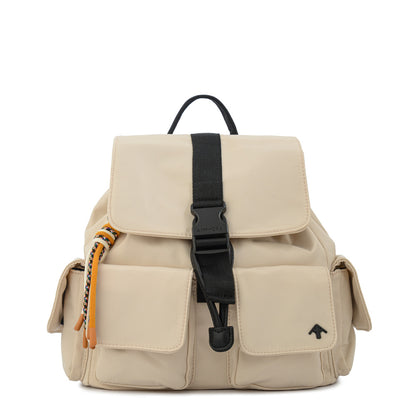 Mochila con tapa tina mediana beige