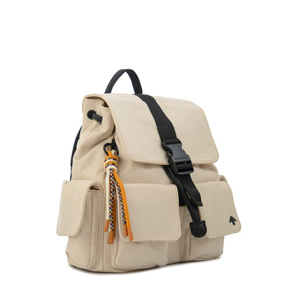 Mochila con tapa tina mediana beige