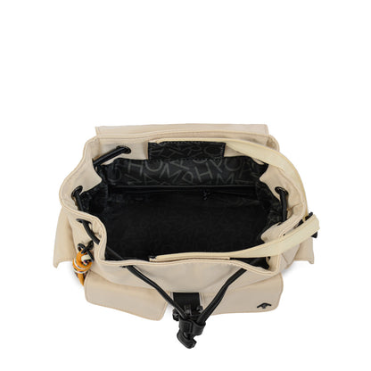 Mochila con tapa tina mediana beige