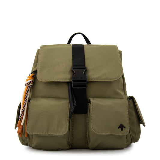 Mochila con tapa tina mediana verde oliva