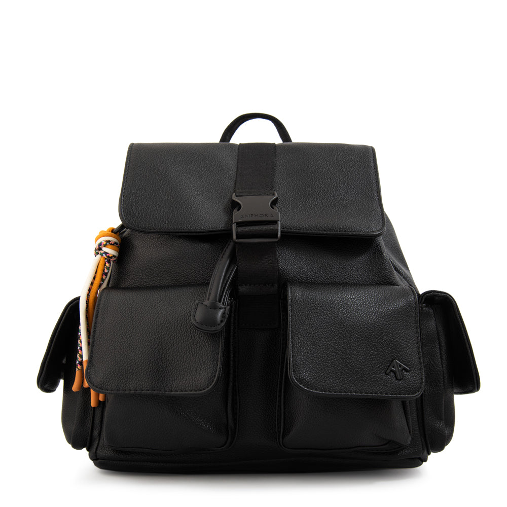 Mochila con tapa tina mediana negro especial