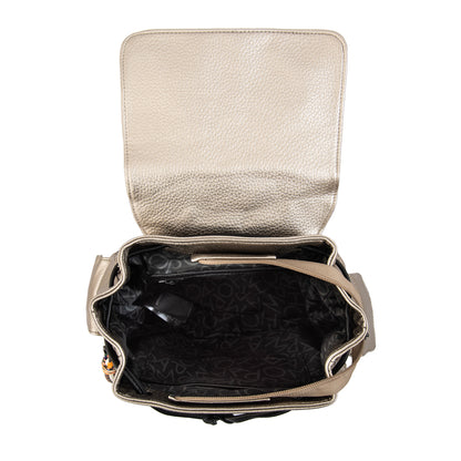 Mochila con tapa tina mediana plateado oscuro