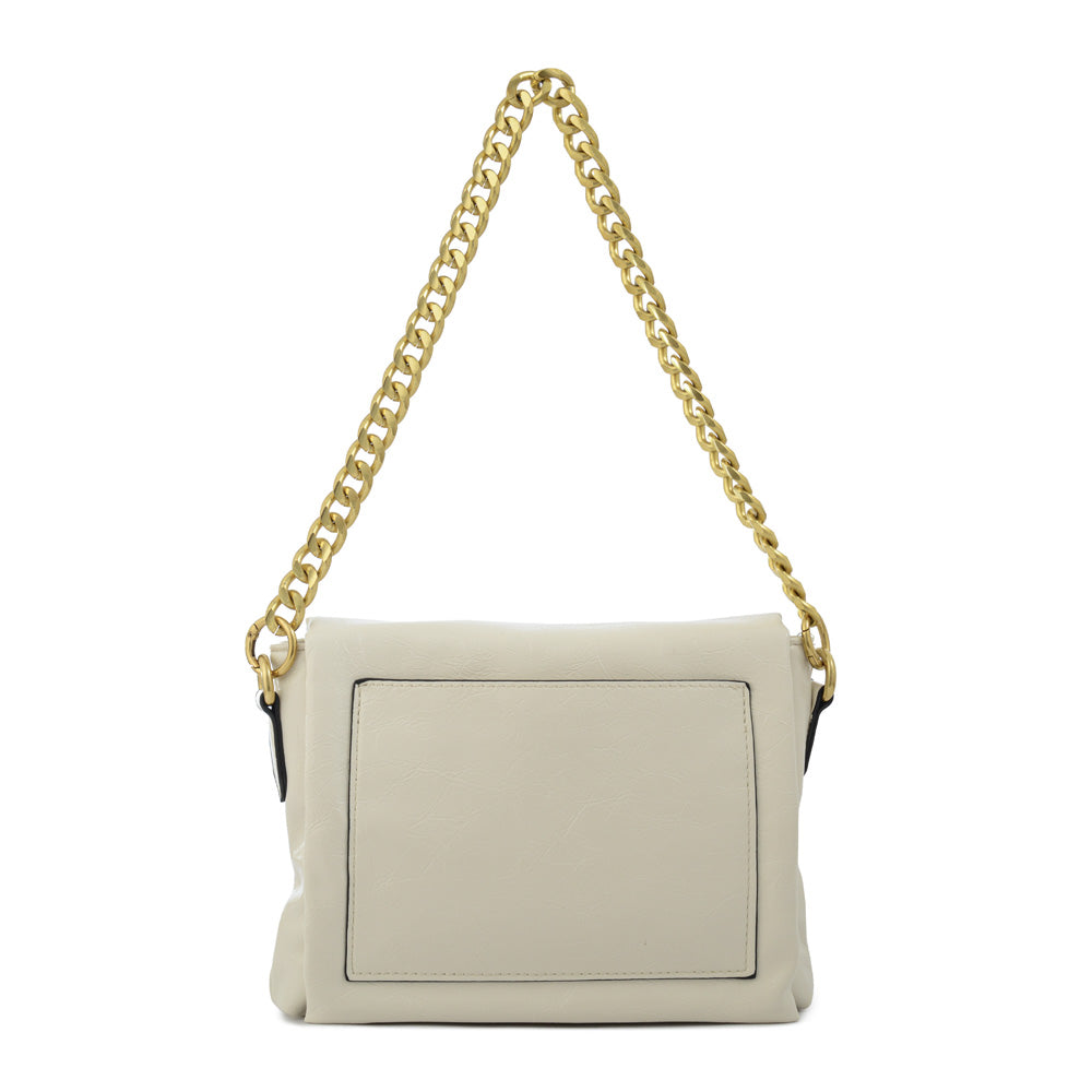 Cartera bandolera con tapa gilly pequeña blanco crudo