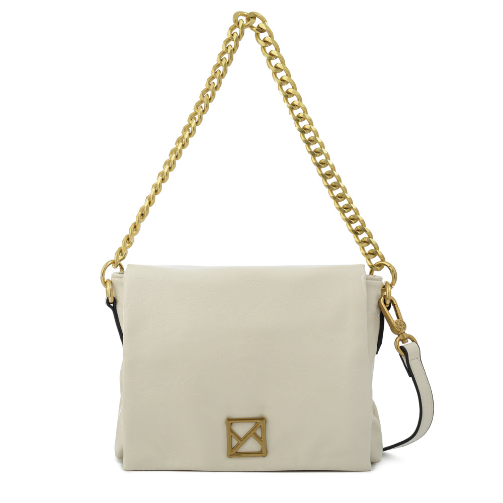 Cartera bandolera con tapa gilly grande blanco crudo