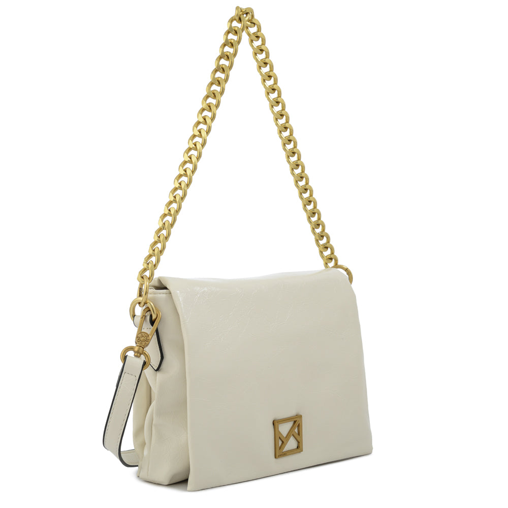 Cartera bandolera con tapa gilly grande blanco crudo