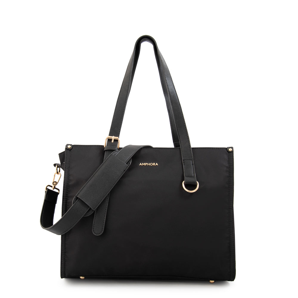 Cartera tote porta notebook fiorela grande negro