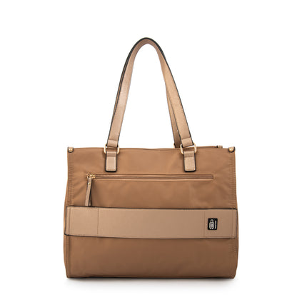 Cartera tote porta notebook fiorela grande beige oscuro