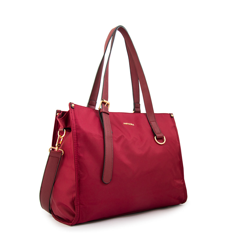 Cartera tote porta notebook fiorela grande burdeo