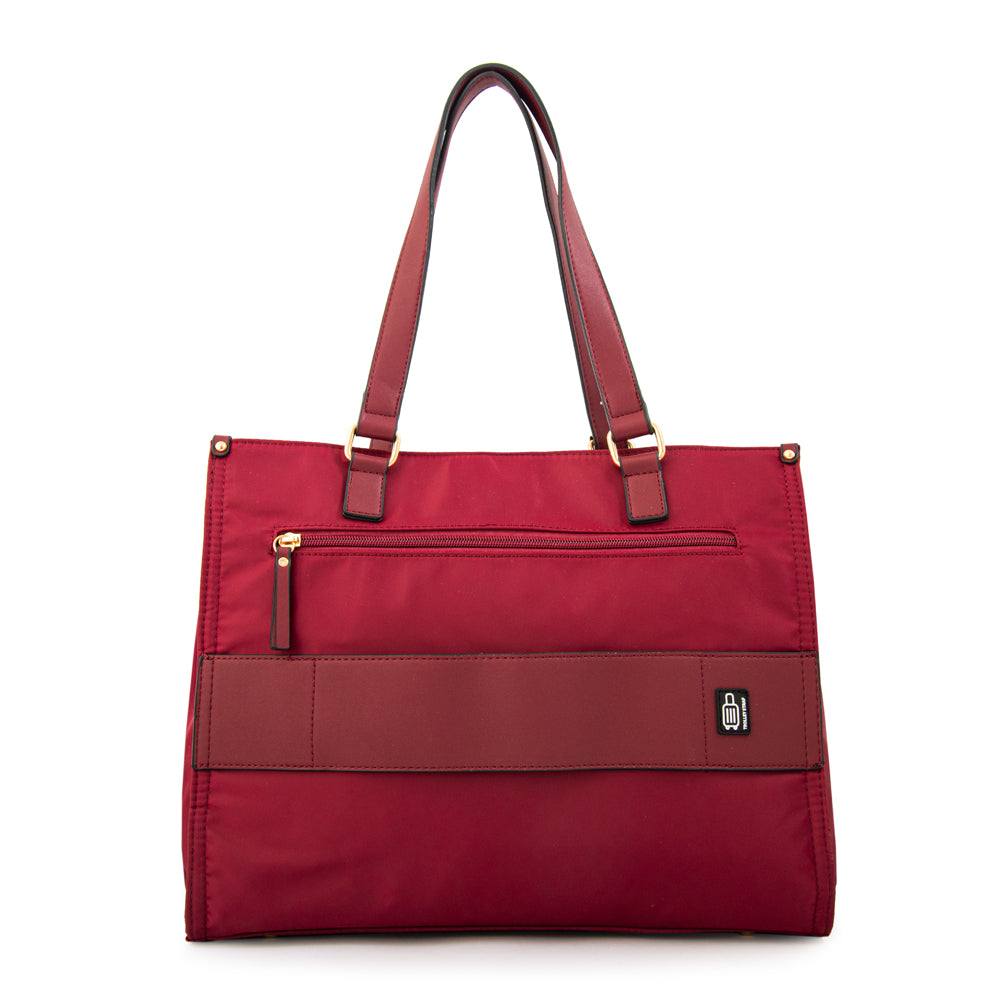 Cartera tote porta notebook fiorela grande burdeo