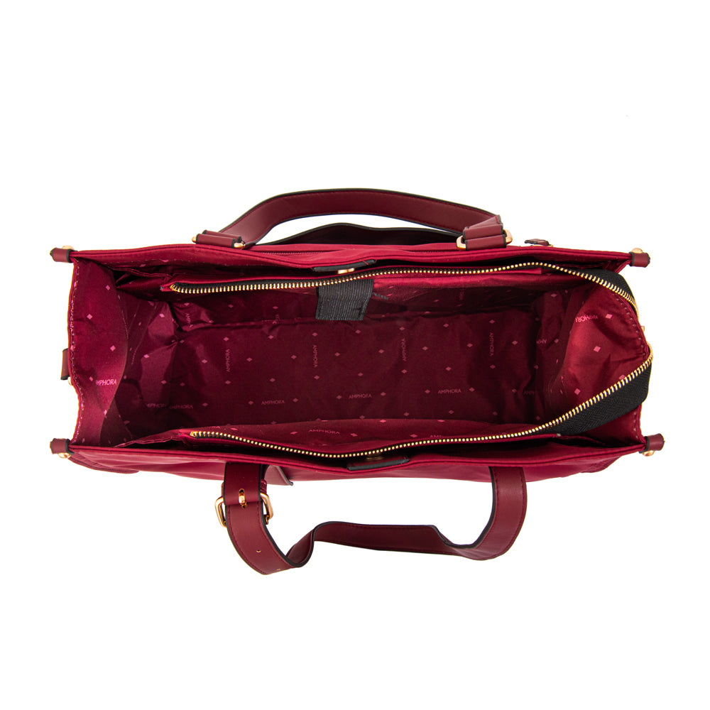 Cartera tote porta notebook fiorela grande burdeo