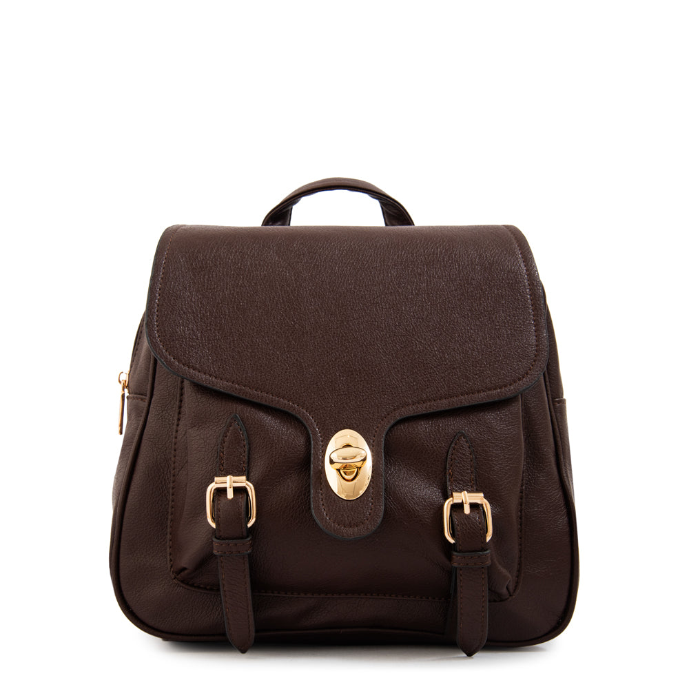 Mochila con tapa marifer mediana café oscuro