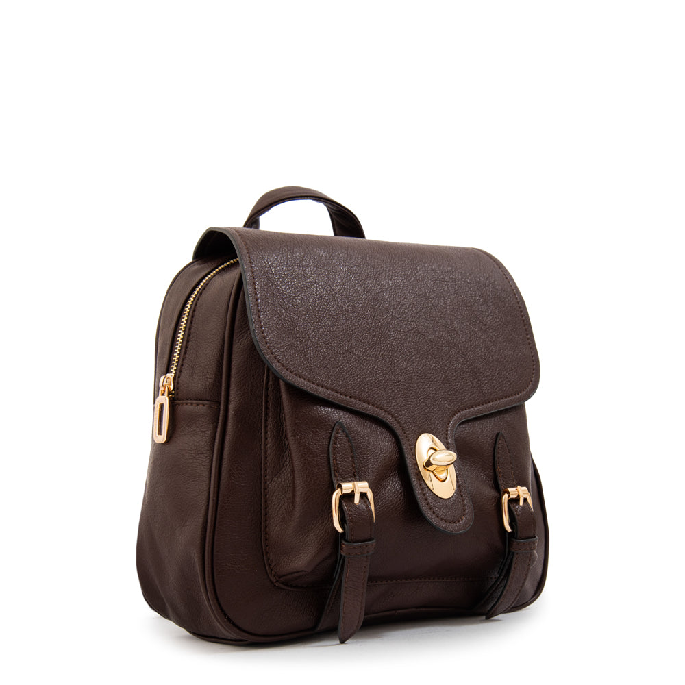 Mochila con tapa marifer mediana café oscuro