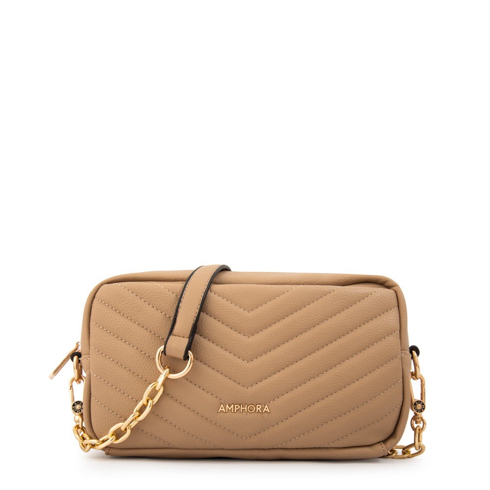 Cartera bandolera filomena pequeña beige oscuro