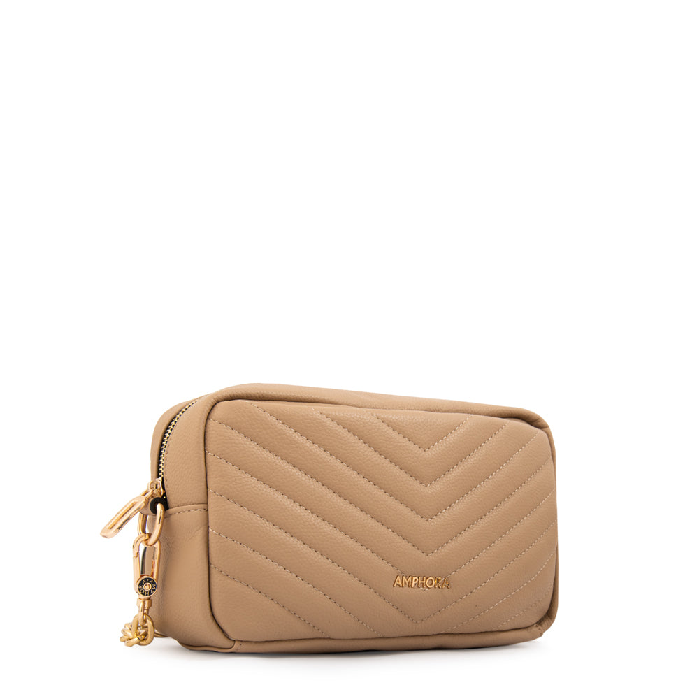 Cartera bandolera filomena pequeña beige oscuro