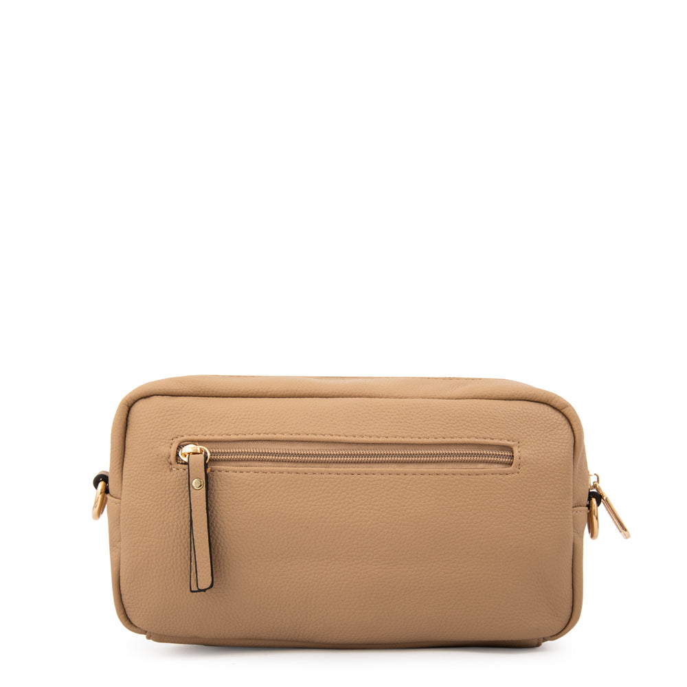 Cartera bandolera filomena pequeña beige oscuro