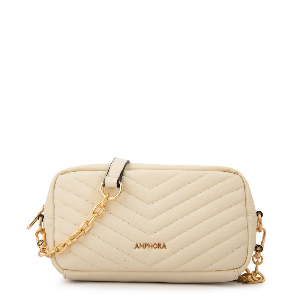 Cartera bandolera filomena pequeña blanco crudo